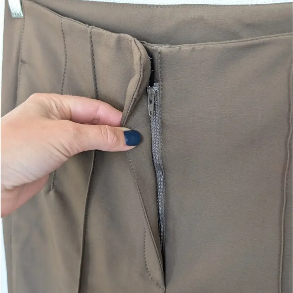 Massimo Dutti 5005/905/507 Trousers Womens 6 Green/Tan High-rise Ankle NWT
